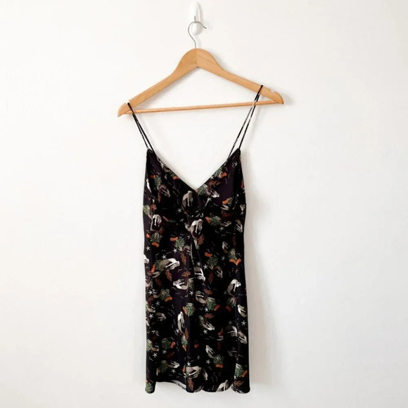 Zara Mermaid Black Satin  Effect Tie Back Mini Slip Dress Size Small - Picture 6 of 9